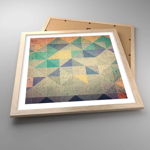 Plakat i ramme af lyst egetræ - Republikken trekanter - 40x40 cm