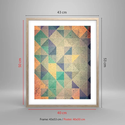 Plakat i ramme af lyst egetræ - Republikken trekanter - 40x50 cm