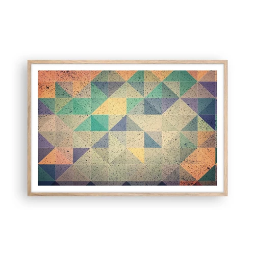 Plakat i ramme af lyst egetræ - Republikken trekanter - 91x61 cm