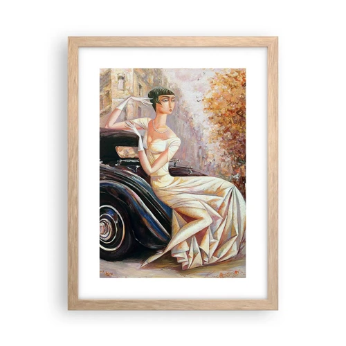 Plakat i ramme af lyst egetræ - Retro elegance - 30x40 cm