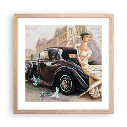 Plakat i ramme af lyst egetræ - Retro elegance - 40x40 cm