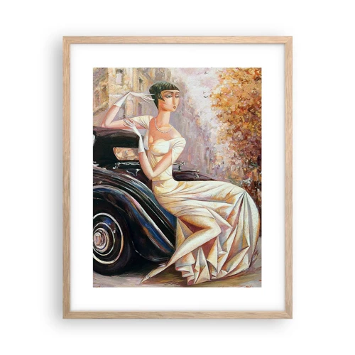 Plakat i ramme af lyst egetræ - Retro elegance - 40x50 cm