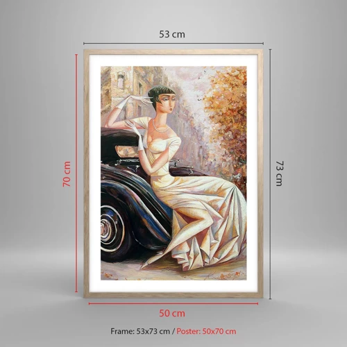 Plakat i ramme af lyst egetræ - Retro elegance - 50x70 cm