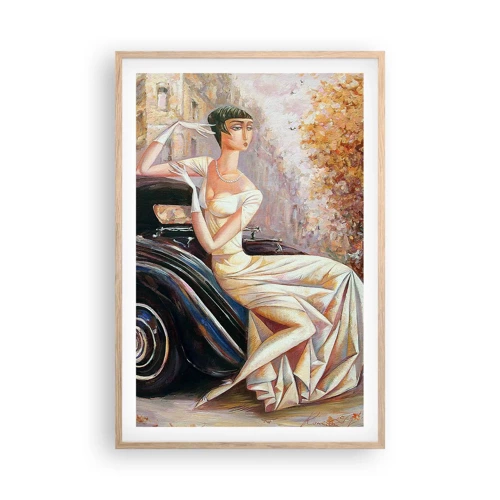 Plakat i ramme af lyst egetræ - Retro elegance - 61x91 cm