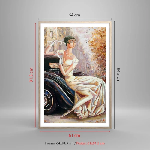 Plakat i ramme af lyst egetræ - Retro elegance - 61x91 cm