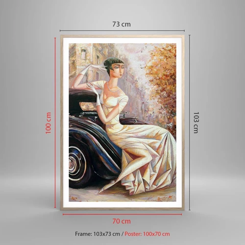 Plakat i ramme af lyst egetræ - Retro elegance - 70x100 cm