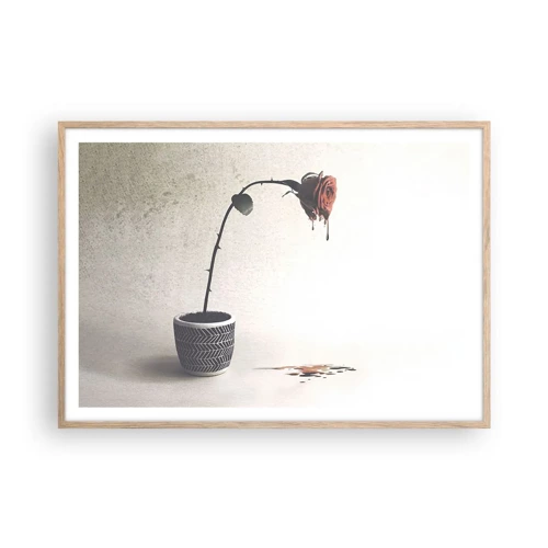 Plakat i ramme af lyst egetræ - Rosa dolorosa - 100x70 cm