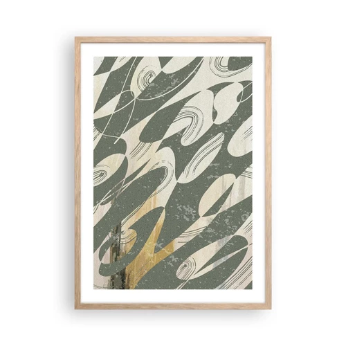 Plakat i ramme af lyst egetræ - Rytmisk abstraktion - 50x70 cm