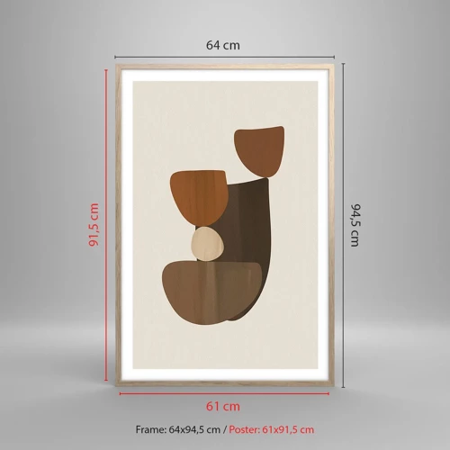 Plakat i ramme af lyst egetræ - Sammensætning i bronze - 61x91 cm