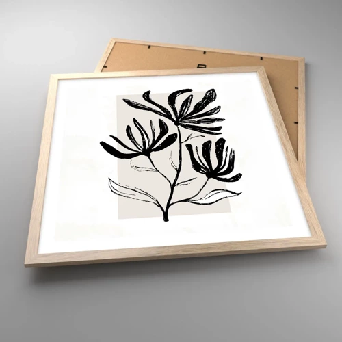 Plakat i ramme af lyst egetræ - Skitse til et herbarium - 50x50 cm