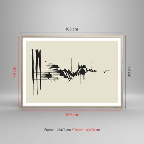 Plakat i ramme af lyst egetræ - Skyndsom abstraktion - 100x70 cm