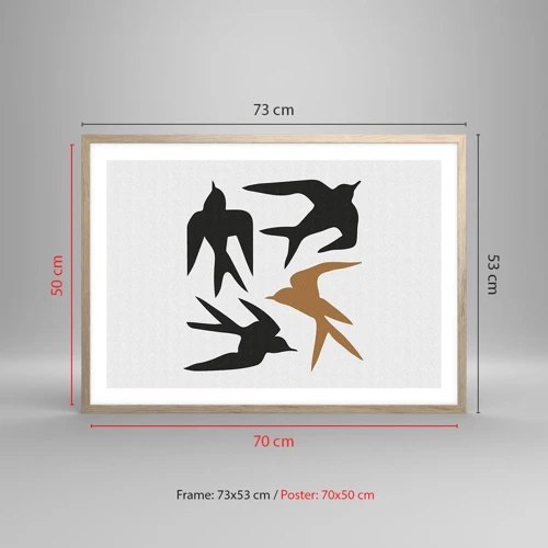 Plakat i ramme af lyst egetræ - Sluge spil - 70x50 cm