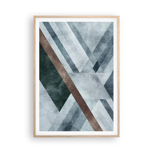 Plakat i ramme af lyst egetræ - Sofistikeret elegance i geometri - 70x100 cm