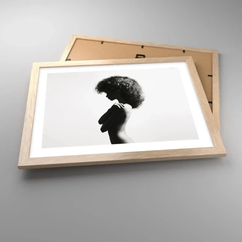 Plakat i ramme af lyst egetræ - Som en blomst på en slank stilk - 40x30 cm