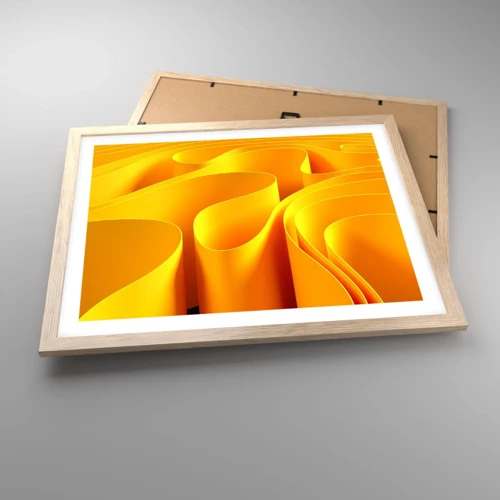 Plakat i ramme af lyst egetræ - Som solens bølger - 50x40 cm