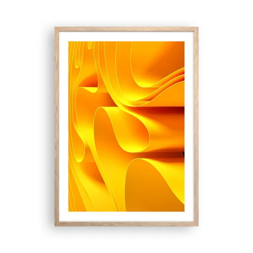 Plakat i ramme af lyst egetræ - Som solens bølger - 50x70 cm