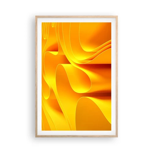 Plakat i ramme af lyst egetræ - Som solens bølger - 61x91 cm