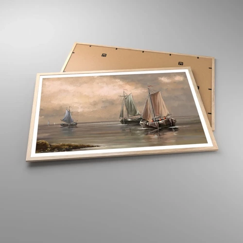 Plakat i ramme af lyst egetræ - Sømændenes tilbagevenden - 91x61 cm