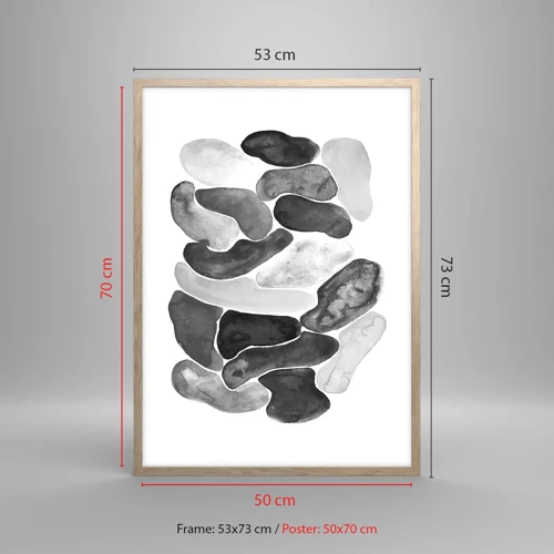 Plakat i ramme af lyst egetræ - Stenet abstraktion - 50x70 cm