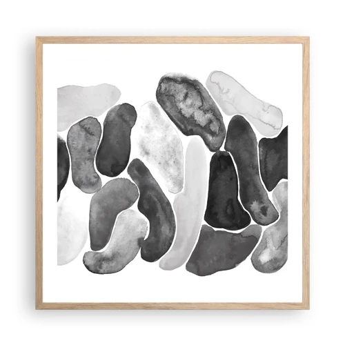 Plakat i ramme af lyst egetræ - Stenet abstraktion - 60x60 cm