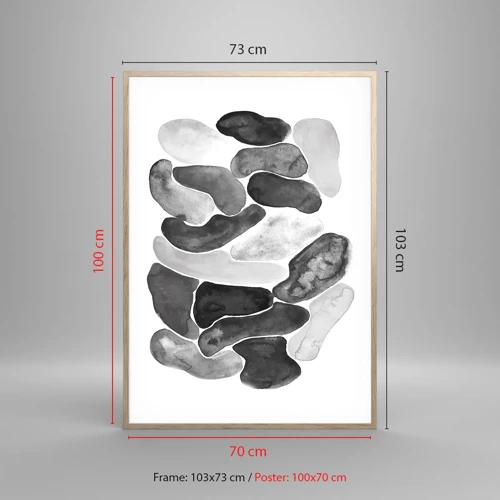 Plakat i ramme af lyst egetræ - Stenet abstraktion - 70x100 cm