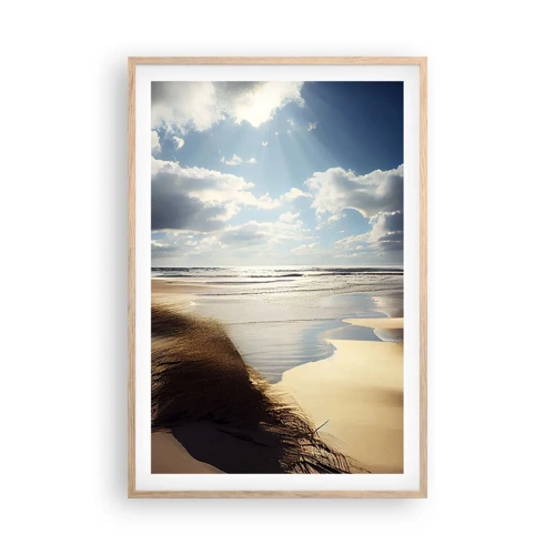 Plakat i ramme af lyst egetræ - Strand, vild strand - 61x91 cm