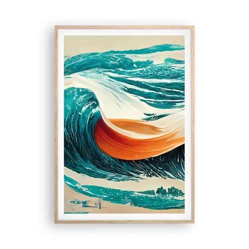 Plakat i ramme af lyst egetræ - Surferens drøm - 70x100 cm
