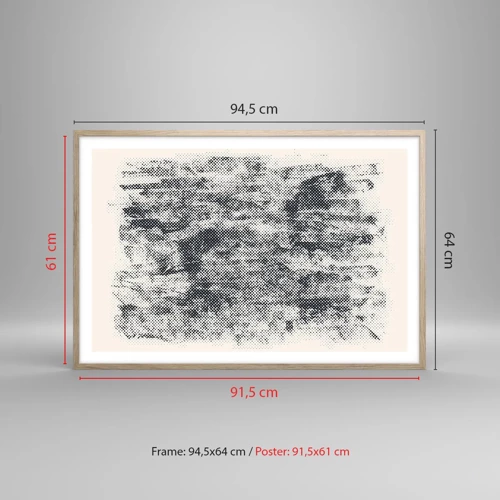 Plakat i ramme af lyst egetræ - Tågeagtig sammensætning - 91x61 cm