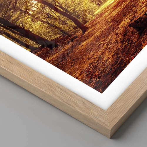 Plakat i ramme af lyst egetræ - Til den gyldne lysning - 40x30 cm