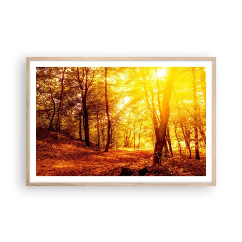 Plakat i ramme af lyst egetræ - Til den gyldne lysning - 91x61 cm