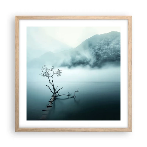 Plakat i ramme af lyst egetræ - Ud af vand og tåge - 50x50 cm