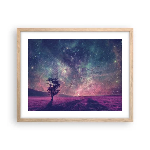Plakat i ramme af lyst egetræ - Under en magisk himmel - 50x40 cm