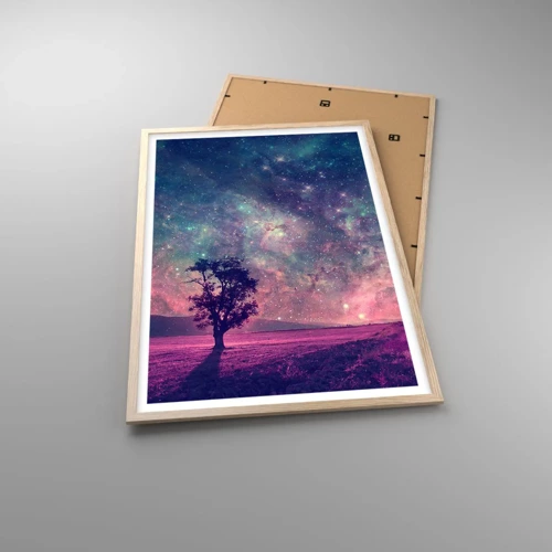 Plakat i ramme af lyst egetræ - Under en magisk himmel - 61x91 cm