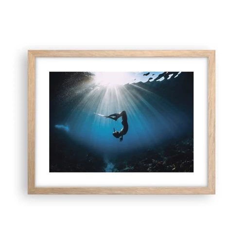 Plakat i ramme af lyst egetræ - Undervandsdans - 40x30 cm