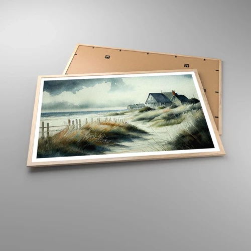 Plakat i ramme af lyst egetræ - Væk fra trængsel og travlhed - 91x61 cm