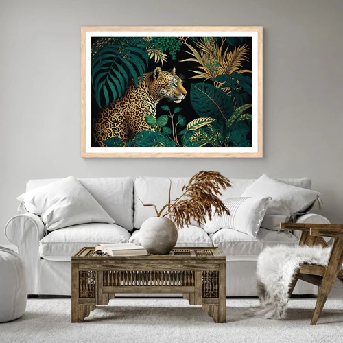 Plakat i ramme af lyst egetræ - Værten i junglen - 40x30 cm