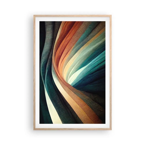 Plakat i ramme af lyst egetræ - Vævet af farver - 61x91 cm