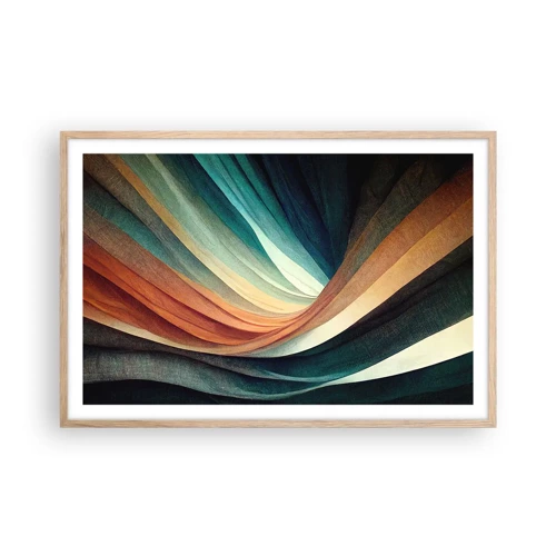 Plakat i ramme af lyst egetræ - Vævet af farver - 91x61 cm