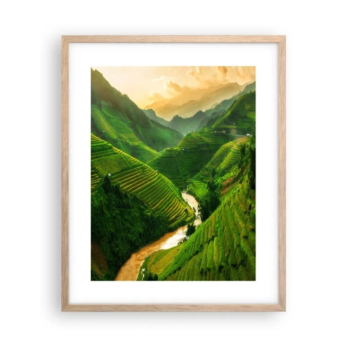 Plakat i ramme af lyst egetræ - Vietnamesisk dal - 40x50 cm