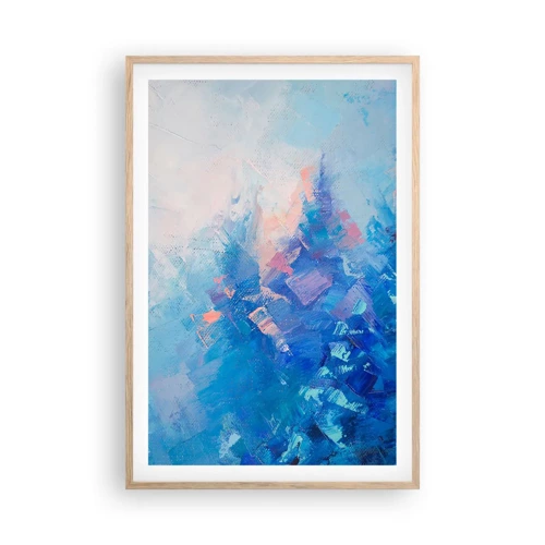 Plakat i ramme af lyst egetræ - Vinter abstraktion - 61x91 cm