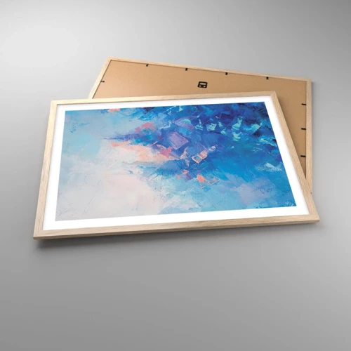 Plakat i ramme af lyst egetræ - Vinter abstraktion - 70x50 cm