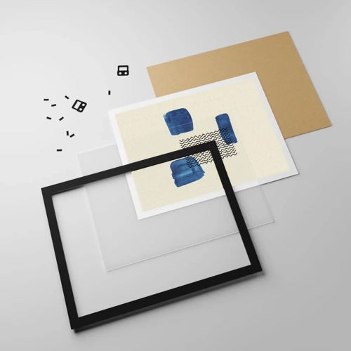 Plakat i sort ramme - Abstrakt kvartet - 91x61 cm