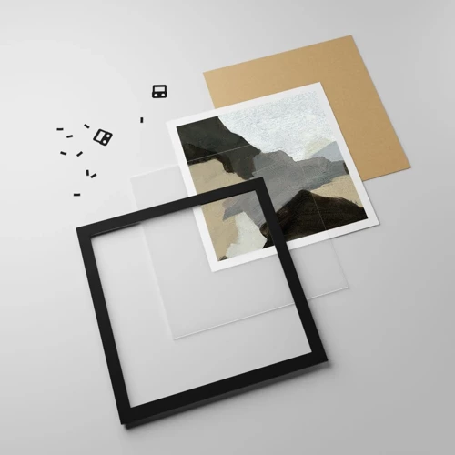 Plakat i sort ramme - Abstraktion: afsked med det grå - 30x30 cm