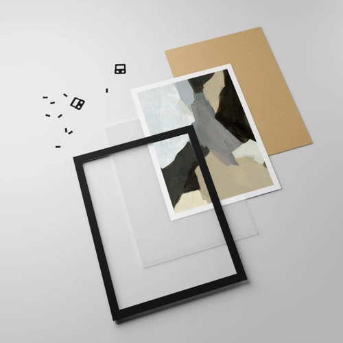 Plakat i sort ramme - Abstraktion: afsked med det grå - 61x91 cm