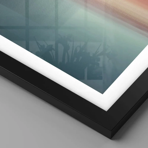 Plakat i sort ramme - Abstraktion: bølger af lys - 30x30 cm