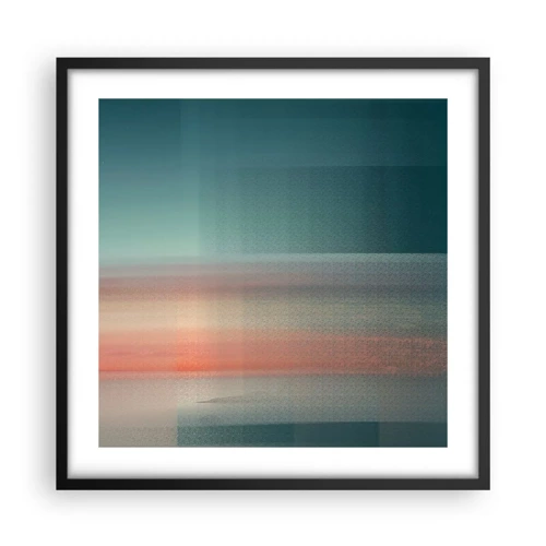 Plakat i sort ramme - Abstraktion: bølger af lys - 50x50 cm