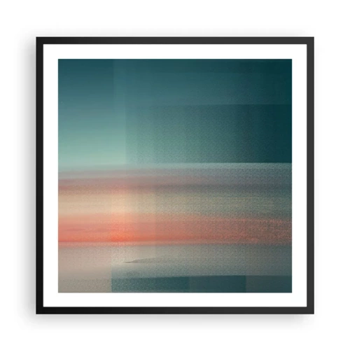 Plakat i sort ramme - Abstraktion: bølger af lys - 60x60 cm