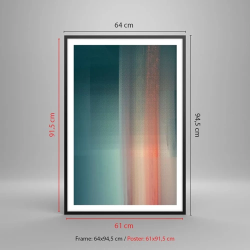 Plakat i sort ramme - Abstraktion: bølger af lys - 61x91 cm