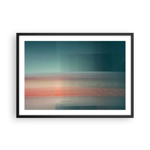 Plakat i sort ramme - Abstraktion: bølger af lys - 70x50 cm