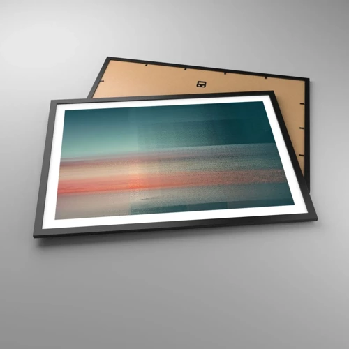 Plakat i sort ramme - Abstraktion: bølger af lys - 70x50 cm